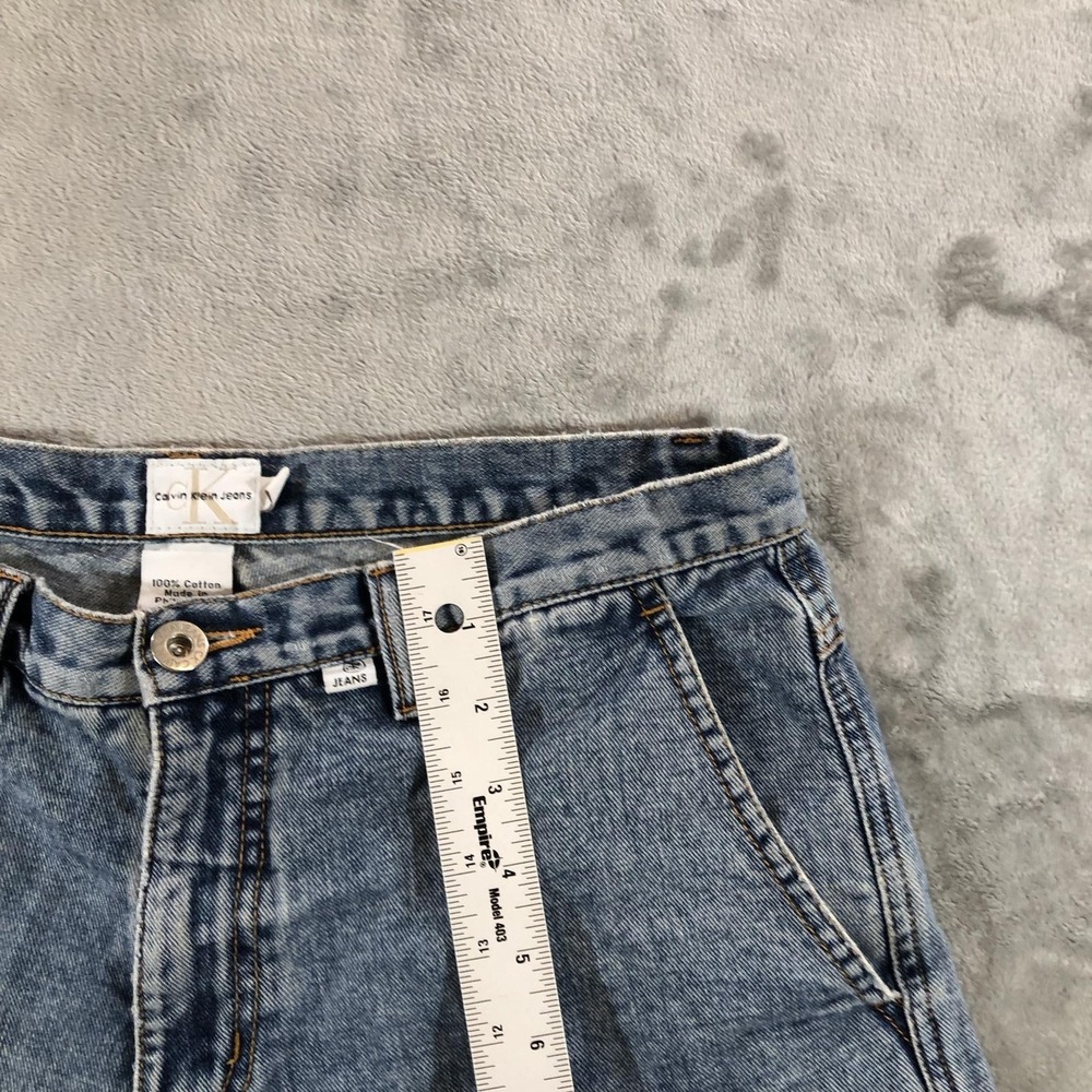 Vintage Calvin Klein Jeans Denim Shorts Juniors 9 28W Blue Cutoff Relaxed Y2K - Picture 4 of 16